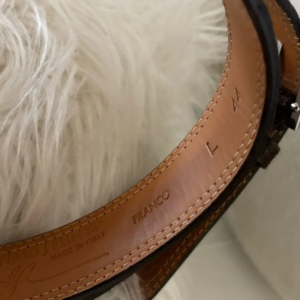 Donald J. Pliner Dark Brown Belt with Silver Buckle